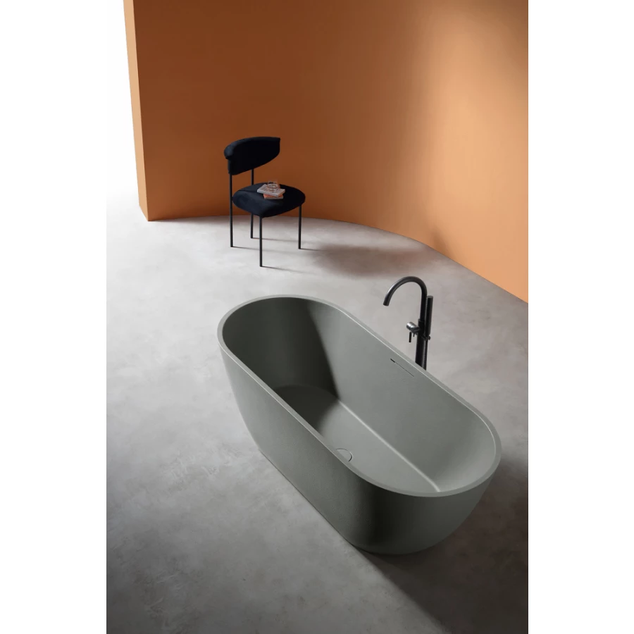 Ванна из искусственного камня Abber Frankfurt светло-серая матовая AM9941MLG 170x75 см