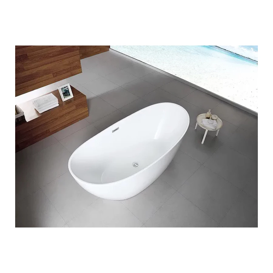 Ванна акриловая Azario Glasgow свободностоящая в комплекте с сифоном и металлической рамой цвет белый GLA18080 180х80х66.5