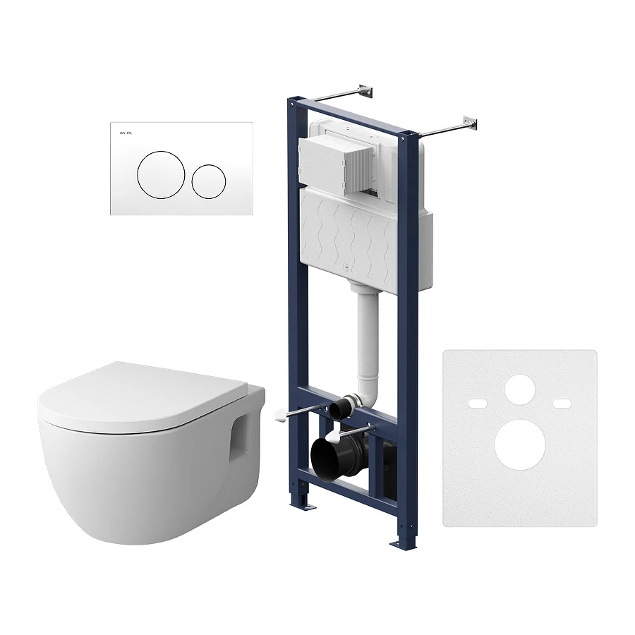 Инсталляция с подвесным унитазом Am Pm Like FlashClean с сиденьем микролифт и клавишей IS49001.801701