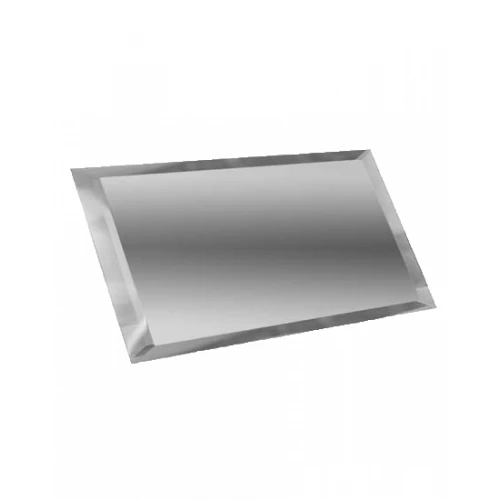 Прямоугольная зеркальная серебряная плитка ДСТ с фацетом 1 см ПЗС1-01 - 24х12 см