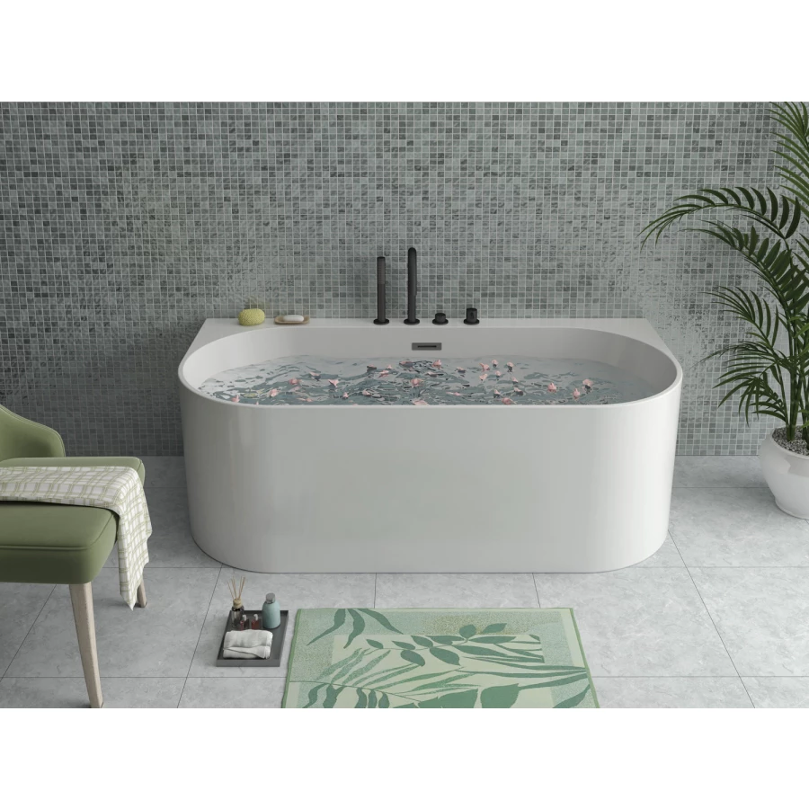 Ванна акриловая Azario Bradford пристенная в комплекте с сифоном и металлической рамой BRA17080 170х80х58 см