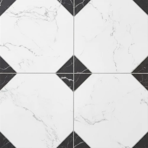 Керамогранит Etili Seramik Пемброок Блацк Пре-цут / Pembrook Black Pre-cut матовый белый 45x45 см