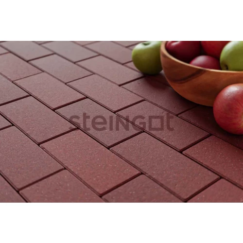 Тротуарная плитка Steingot Брусчатка Темно-красная (верхний прокрас, минифаска) 20*10*4 см