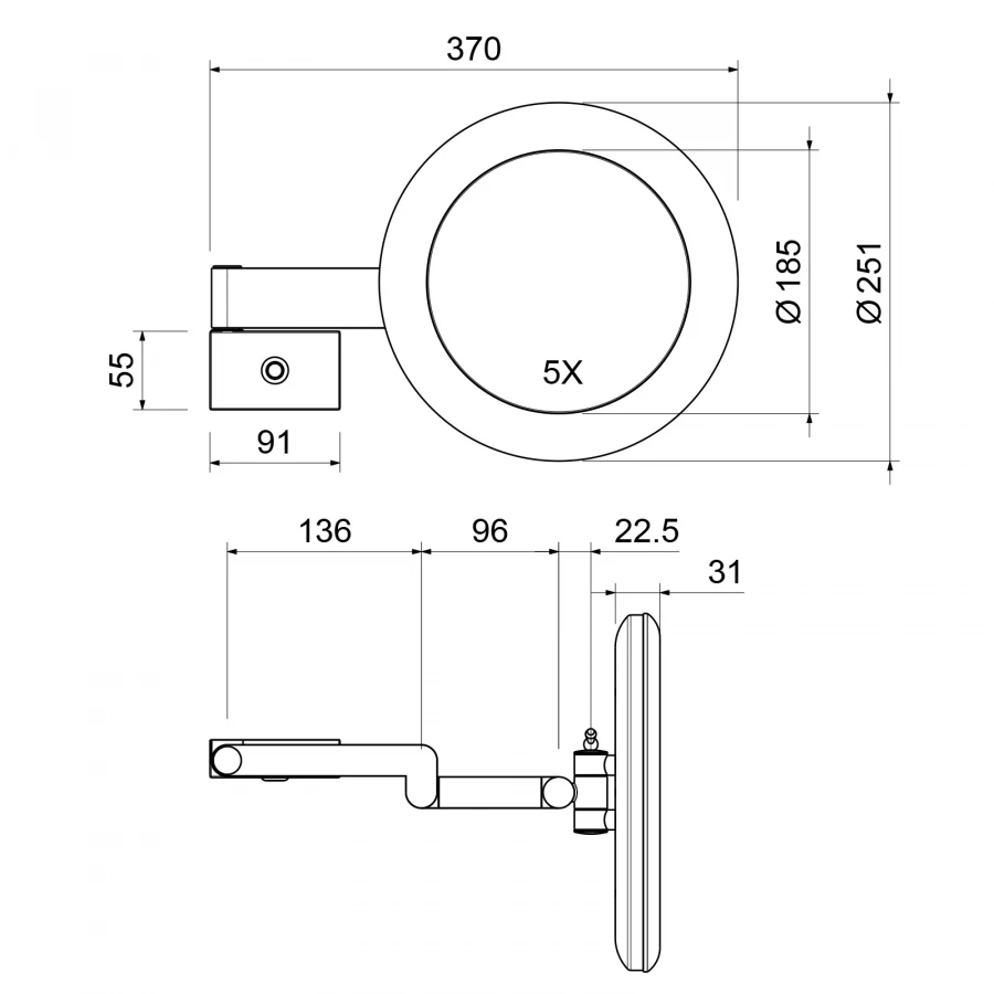 Зеркало с подсветкой Timo Selene золото матовое 15276/17 25x25 см