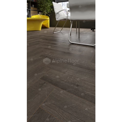 Каменный SPC ламинат Alpine Floor Parquet Light синхронное тиснение Дуб Антарес ЕСО 13-19 43 класс 4 мм 1.95 кв.м 60х12.5 см
