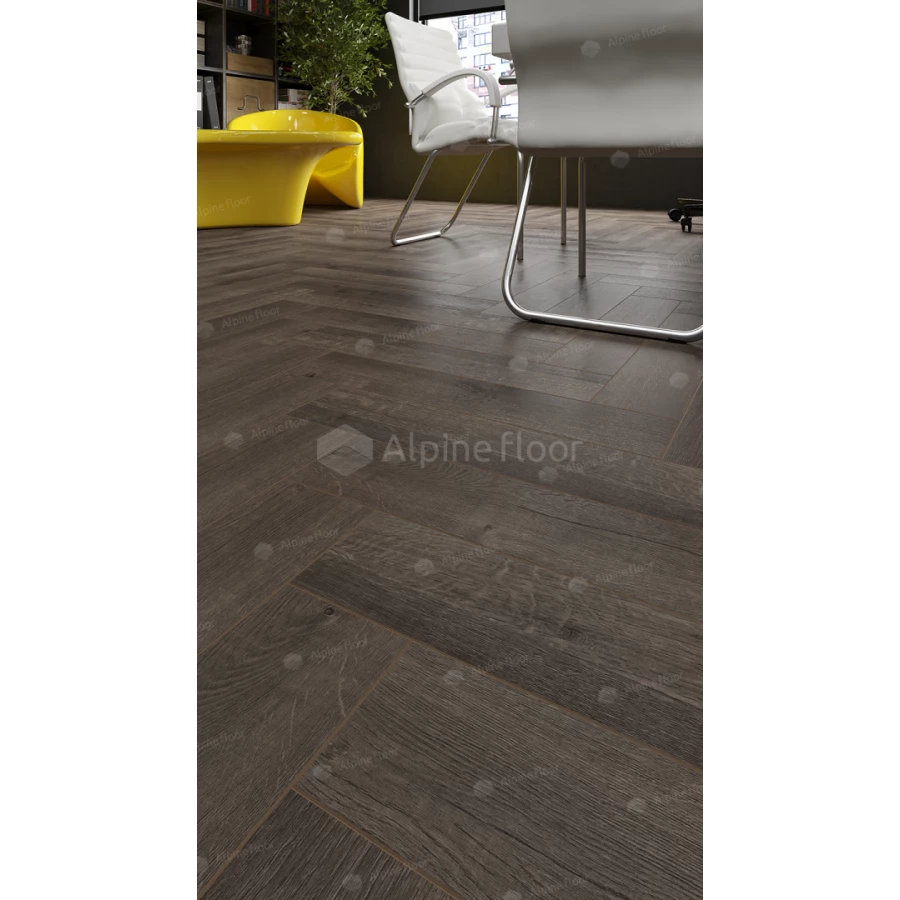 Каменный SPC ламинат Alpine Floor Parquet Light синхронное тиснение Дуб Антарес ЕСО 13-19 43 класс 4 мм 1.95 кв.м 60х12.5 см