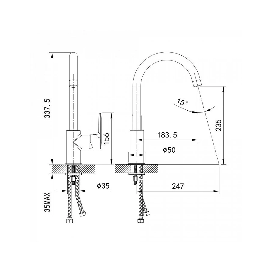 Смеситель для кухонной мойки Iddis Cuba CU1BNJ0i05 хром
