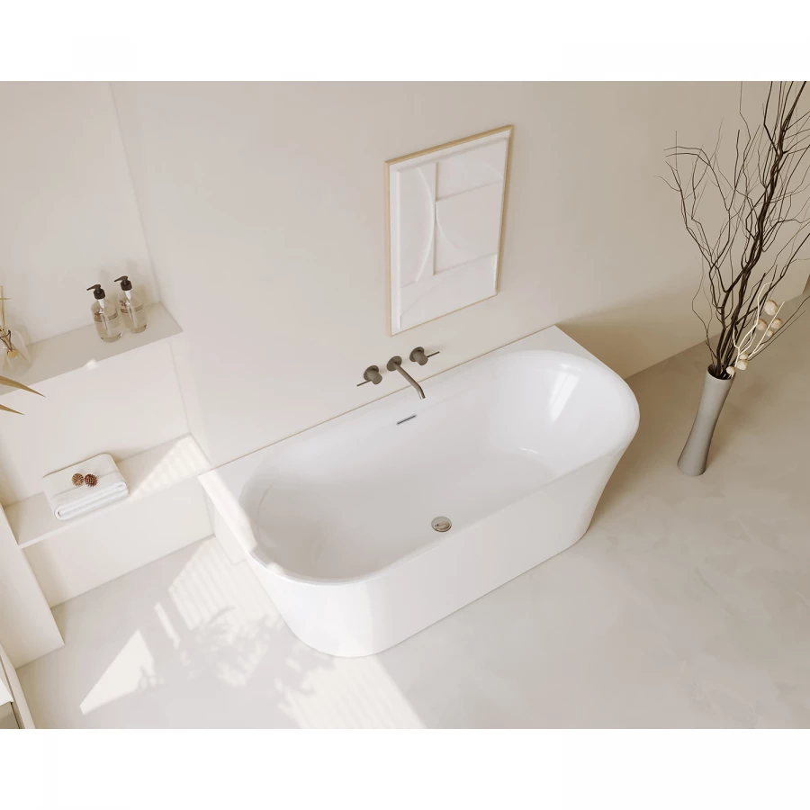 Ванна акриловая Azario Engels пристенная в комплекте с сифоном и металлической рамой ENG17075 170x75x58 см