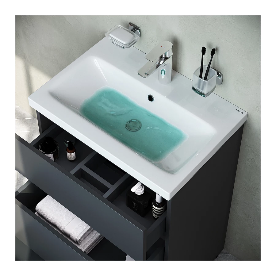 База под раковину Am Pm Gem S напольная 3 ящика графит матовый M91FSX0602GM 60 см