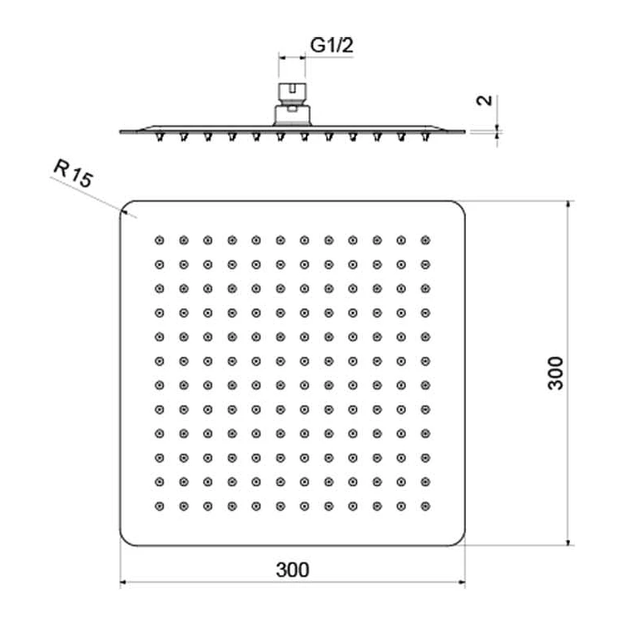 Квадратный верхний душ Aquatek матовый черный AQ2074MB 300*300*2 мм