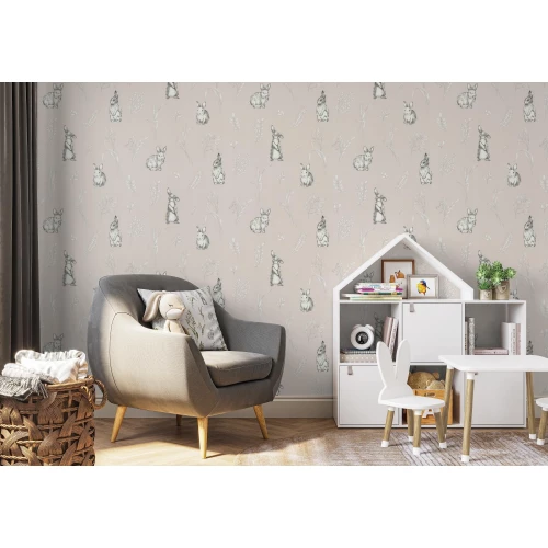 Обои флизелиновые VOG Collection Funny Bunny серые VV72060-41 1,06х10,05 м