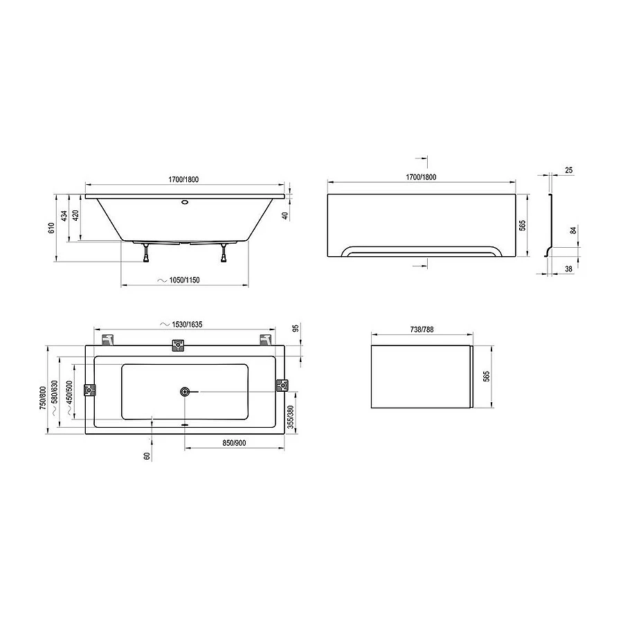 Ванна Ravak Formy 01 белая C881000000 180x80 см