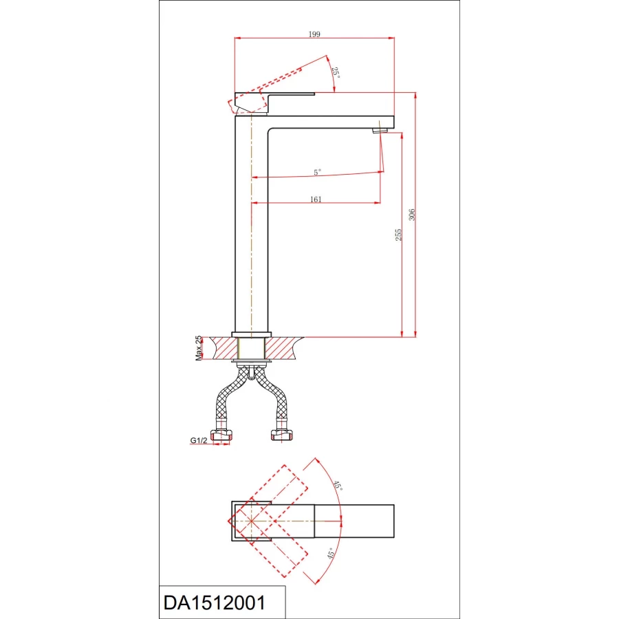Смеситель для раковины D&K Bayern.Liszt высокий матовый белый DA1512008