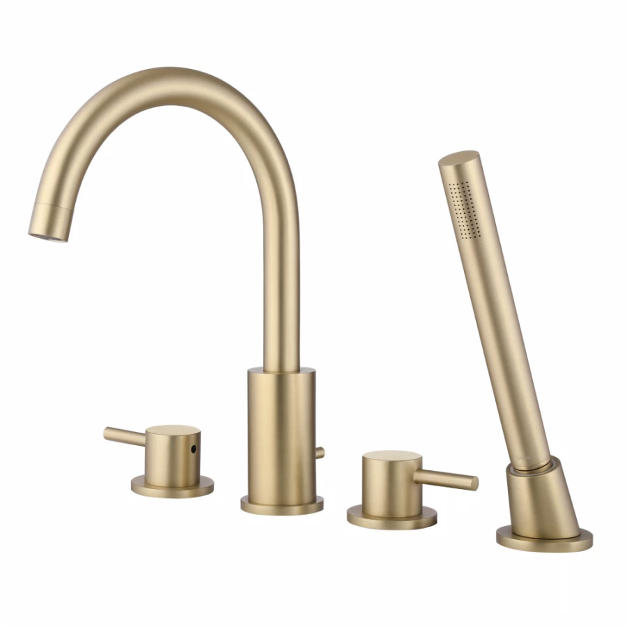 Смеситель Abber Wasser Kreis на борт ванны золото матовое AF8113G