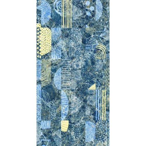 Керамогранит Bluezone Rockstone Azure Decor Nebula глянцевый бирюзовый BZ75841 120х60 см