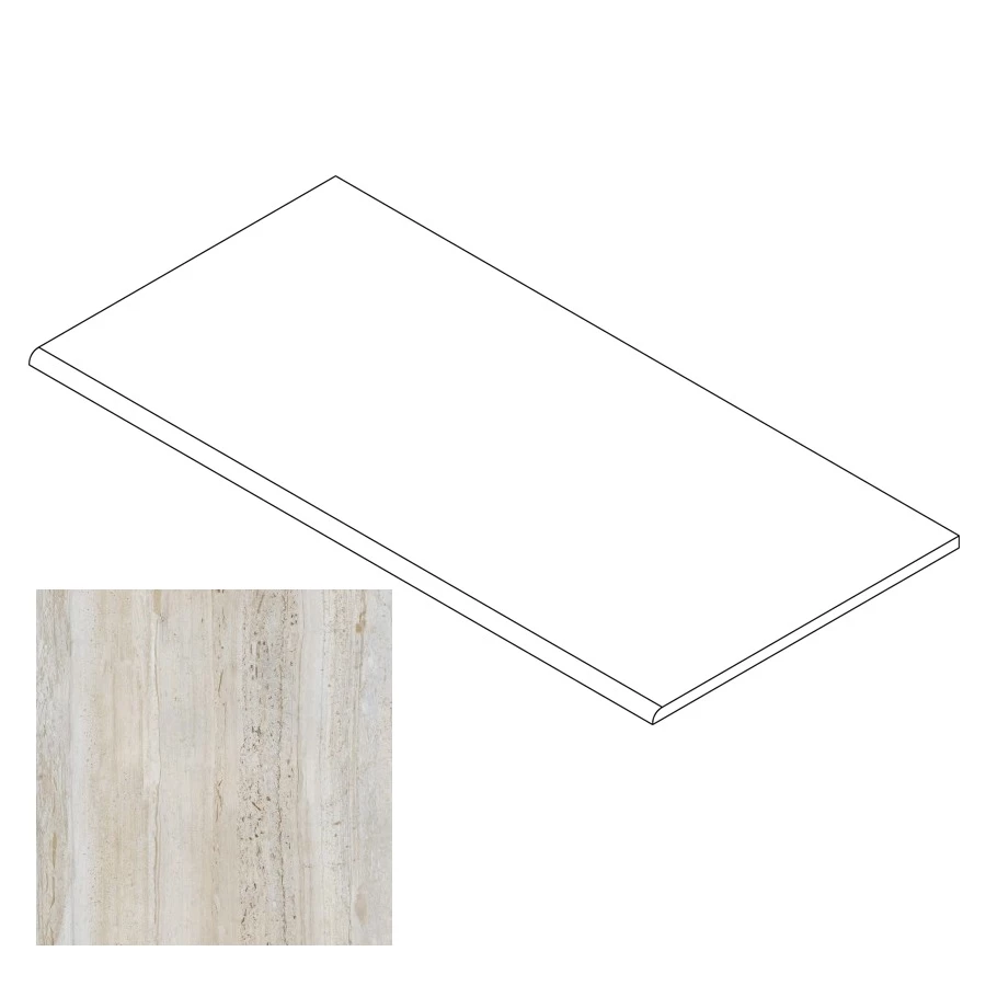 Ступень Gresse Gila с завальцовкой траветин пепельный матовая GRS03-16 60х29,5 см