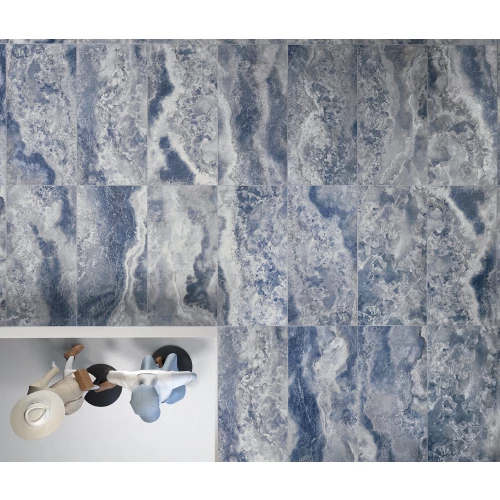 Керамогранит Tagina Onyx Diamond Aquaris Luc Ret глянцевый голубой 148055 120х60 см