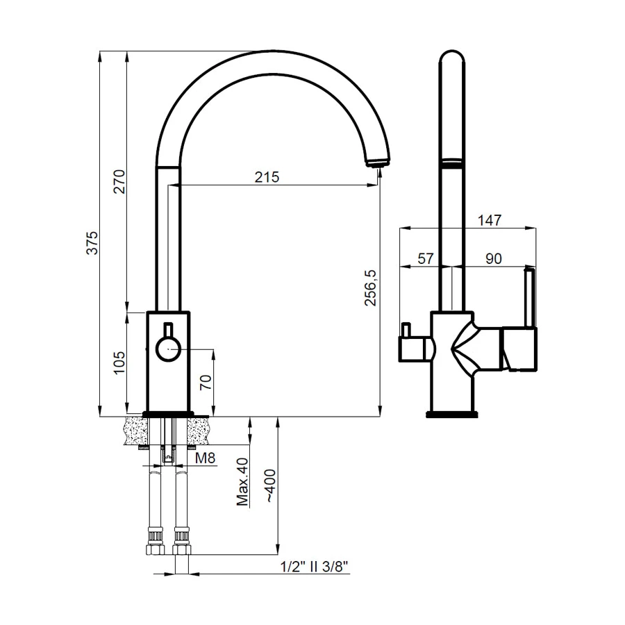 Смеситель для кухни Azario Tasco с подключением к фильтру для питьевой воды хром AZ-15164421