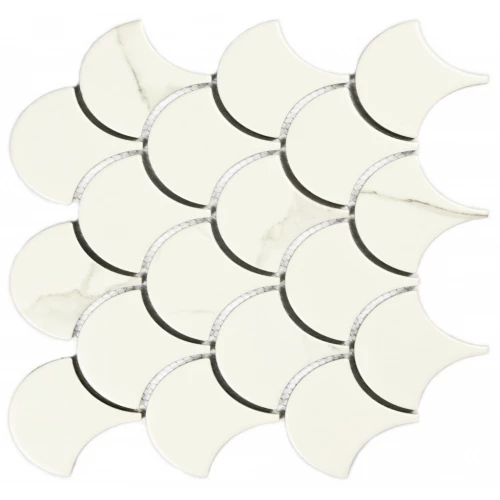 Мозаика Bonaparte Керамогранитная мозаика Calacatta-scale 74,4х70 глянцевая белая 25,5х21,9 см