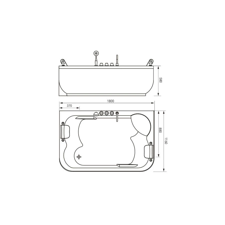 Акриловая ванна Gemy G9085 K R 180х116 см