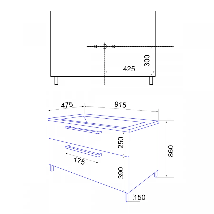 Комплект тумба Azario Ника 90 Н напольная с раковиной Monte 90 белый матовый CS00089956 91.5х47.5х86 см