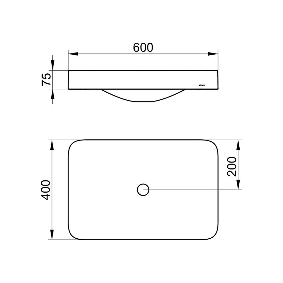 Керамический встраиваемый умывальник Keuco Edition 400 без отверстия под смеситель белый 31570317500 600*75 мм
