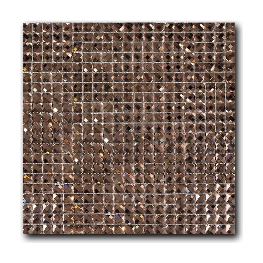 Стеклянная мозаика Art&Natura Crystall сетка 15x15x5 глянцевая коричневая crystall10 32,7х32,7 см