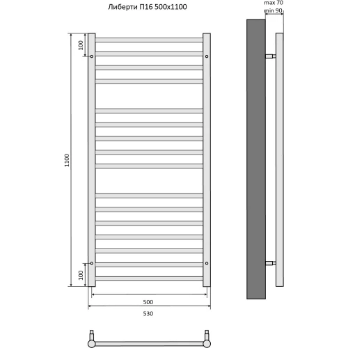 Полотенцесушитель водяной Aquatek Либерти П16 AQ RR1610CH 50х110 см