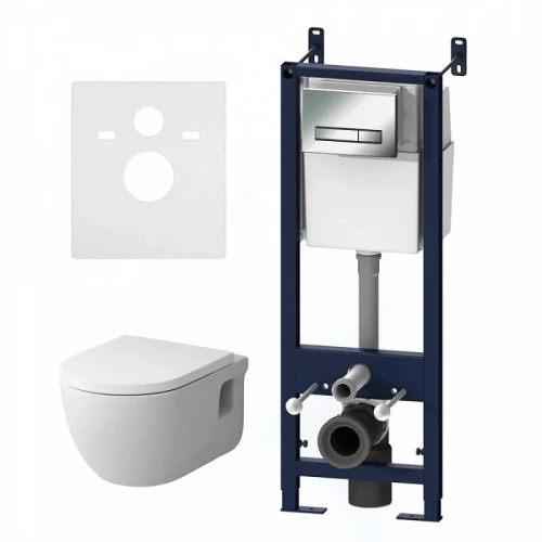 Инсталляция с подвесным унитазом Am Pm Like FlashClean с сиденье и микролифт и клавишей IS30251.801701