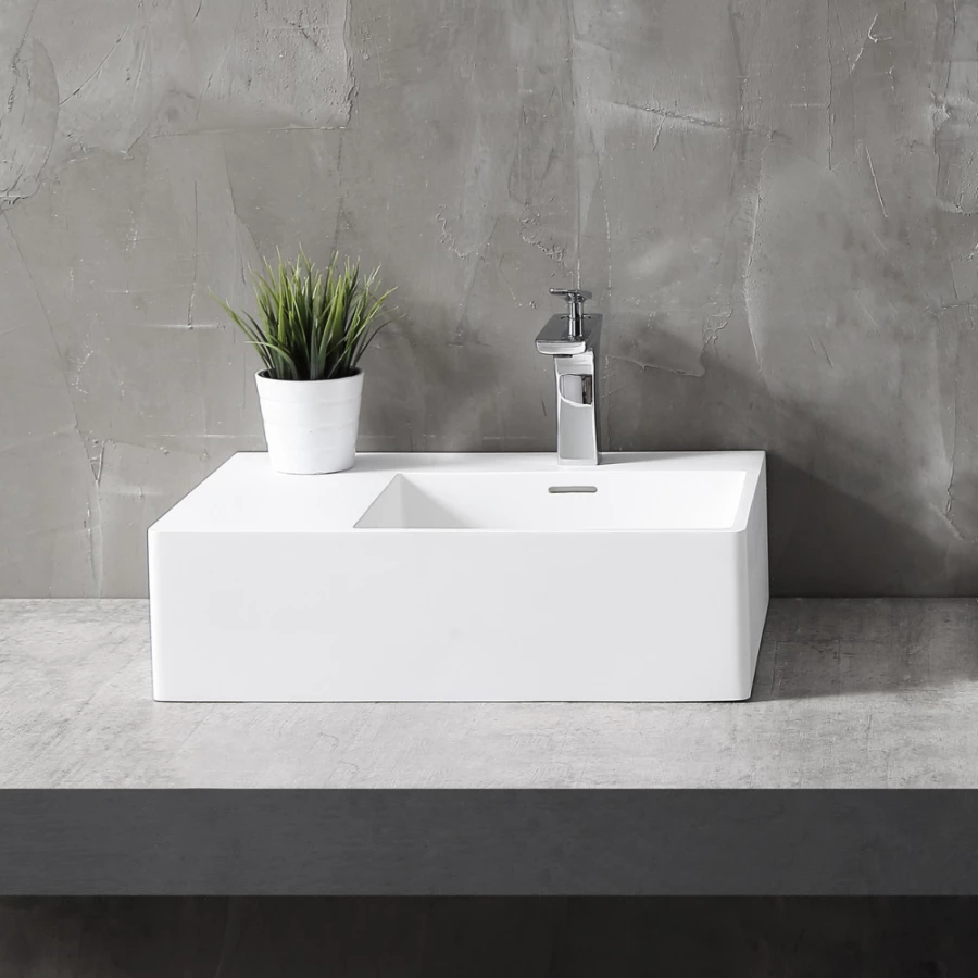 Раковина подвесная Abber Stein белая матовая AS2644 R 56 см