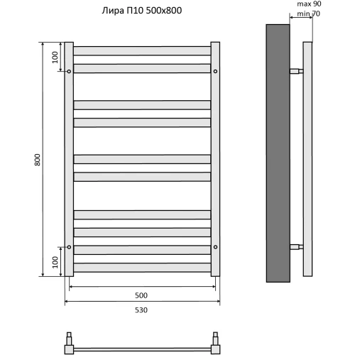 Полотенцесушитель водяной Aquatek Лира П10 AQ KP1080CH 50х80 см