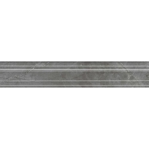 Бордюр багет Kerama Marazzi Риальто обрезной глянцевый серый тёмный BLF026R 40x7,3 см