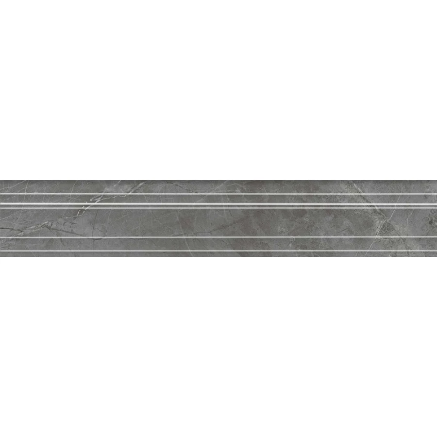 Бордюр багет Kerama Marazzi Риальто обрезной глянцевый серый тёмный BLF026R 40x7,3 см