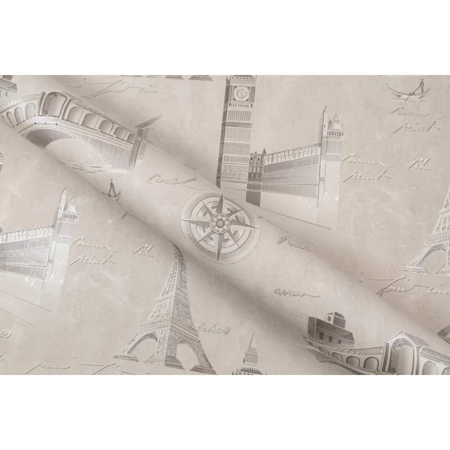 Обои флизелиновые Palitra Life Travel Wall бежевые PL72406-42 1,06х10,05 м