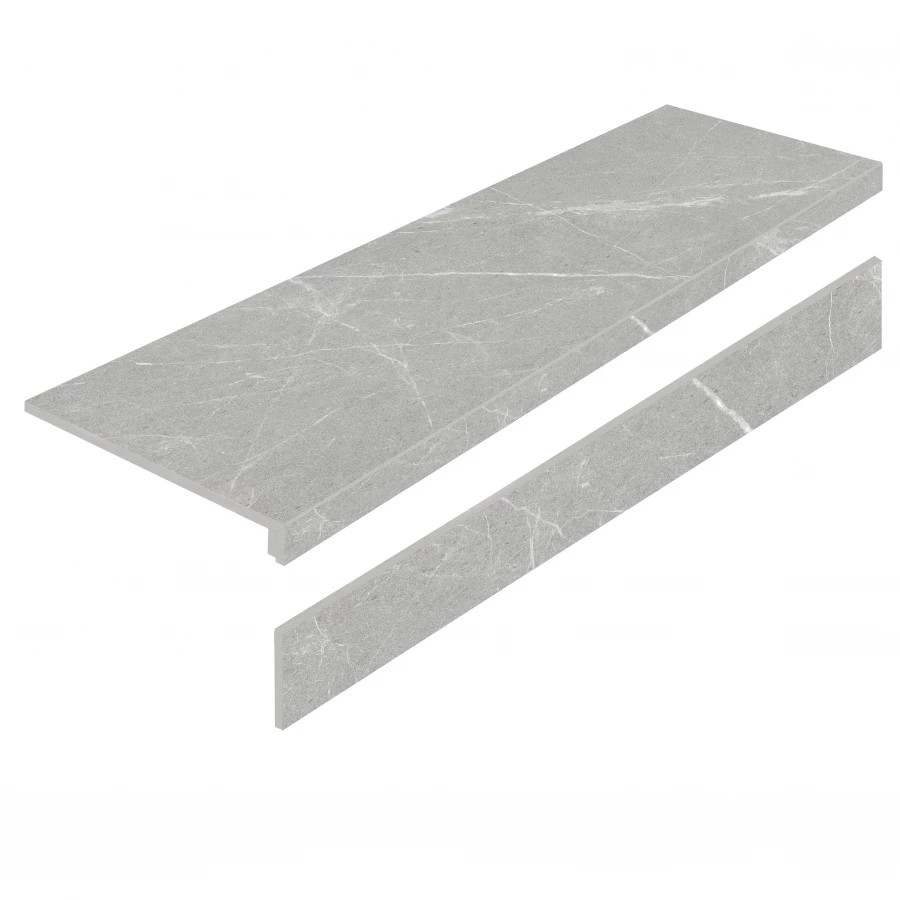 Керамогранит Ступени L Dakota Gris ASt ступень с подступенником матовый серый 120х32 см