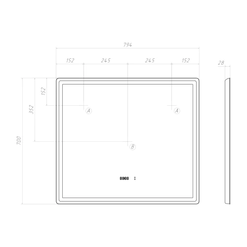 Зеркало Vigo Geometry Luxe 800 210 79.4x70 см