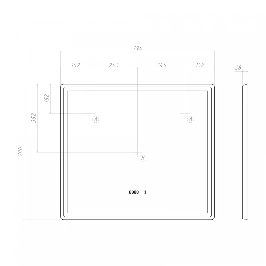 Зеркало Vigo Geometry Luxe 800 210 79.4x70 см