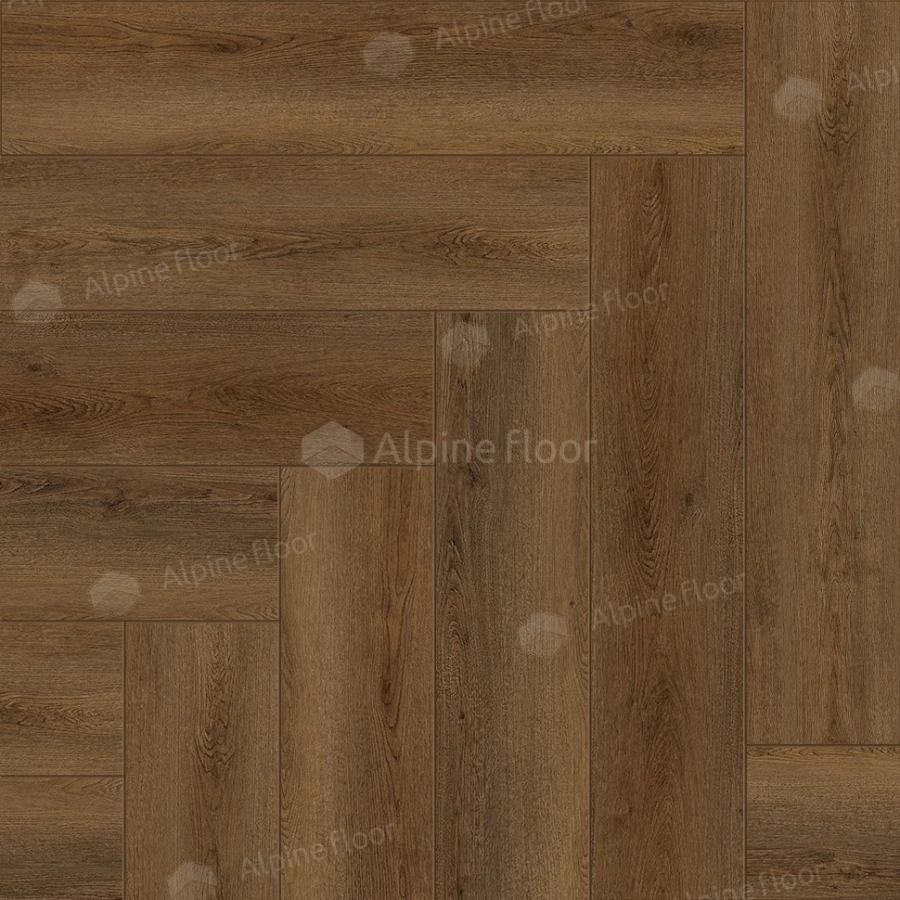 Каменный SPC ламинат Alpine Floor Parquet Light синхронное тиснение Дуб Далим ЕСО 13-33 43 класс 4 мм 1.95 кв.м 60х12.5 см