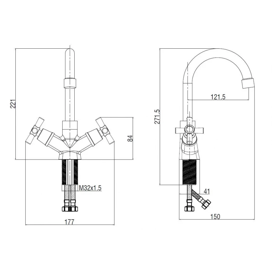 Смеситель Voda Dive для раковины хром DV26