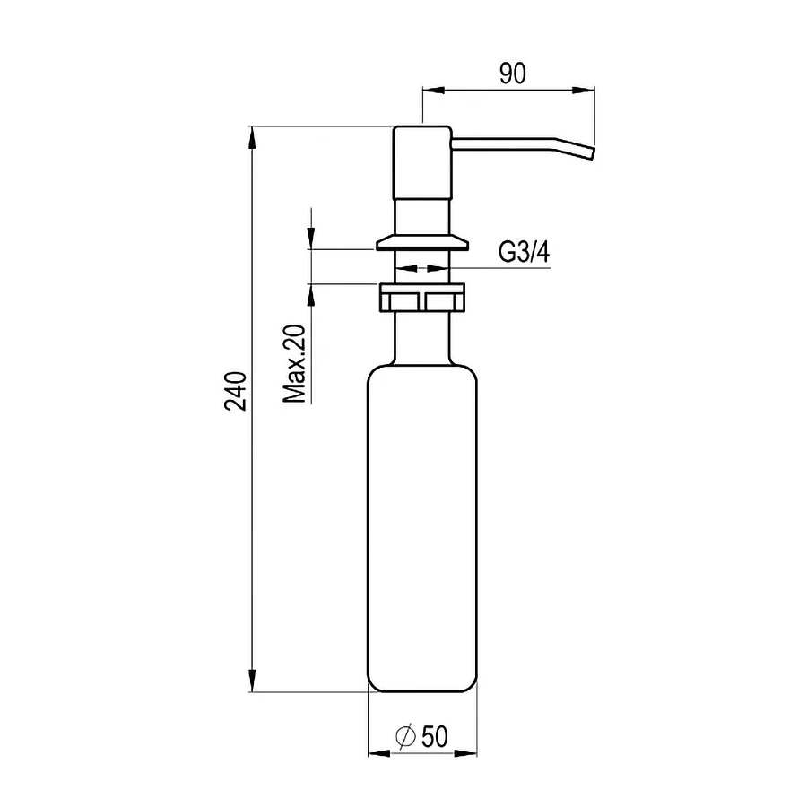 Дозатор для кухонной мойки Granula 1403 алюминиум