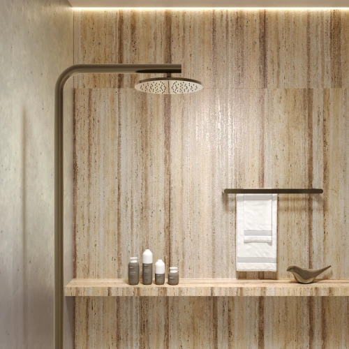 Керамогранит Creanza Rock Travertino Beige Shape+Glue Art 3D-глазурь матовый бежевый SH1008-G 120х60 см