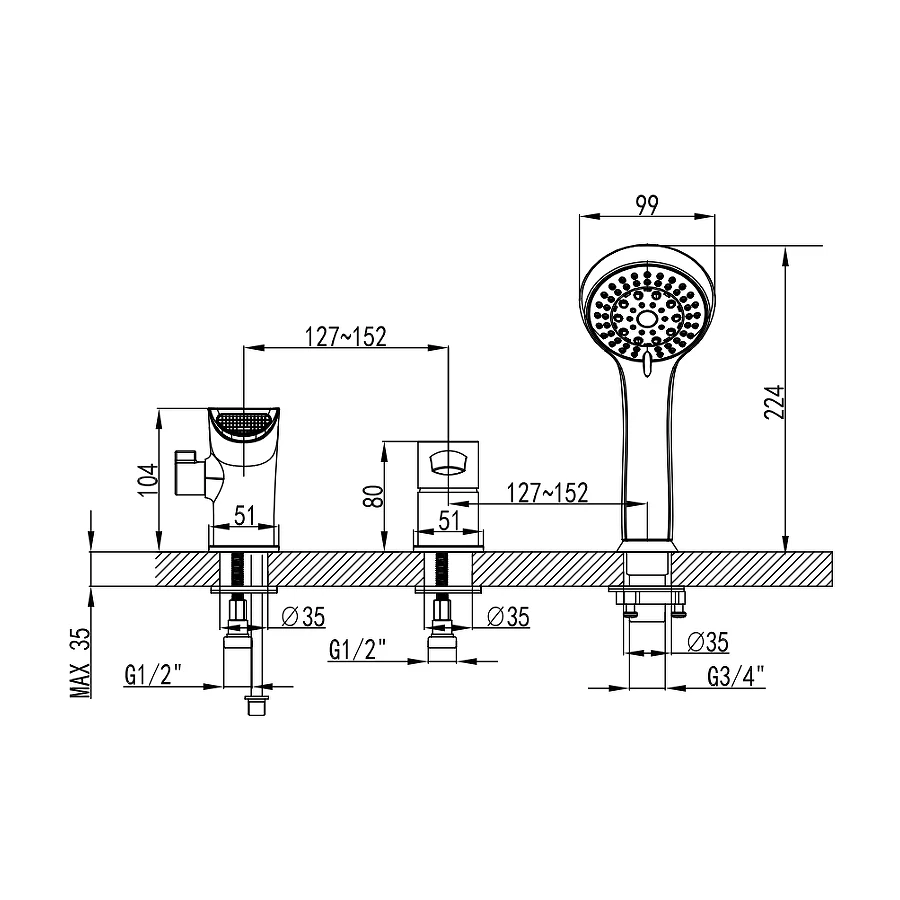 Смеситель для ванны Lemark Atlantiss LM3245C