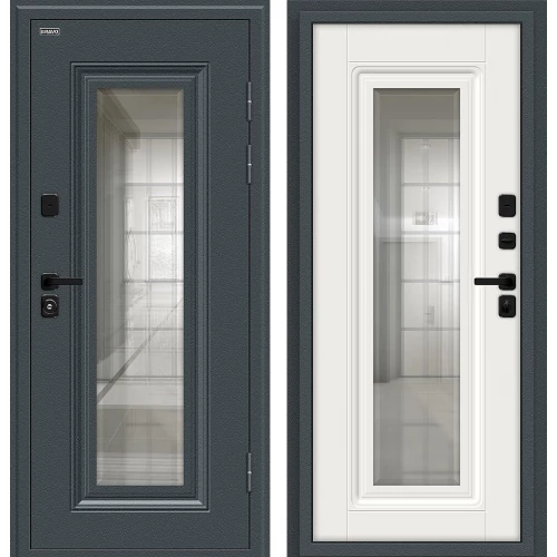 Входная дверь Bravo Шелл СД/SBlack 205x96 Старк антрацит/White Sand правое открывание