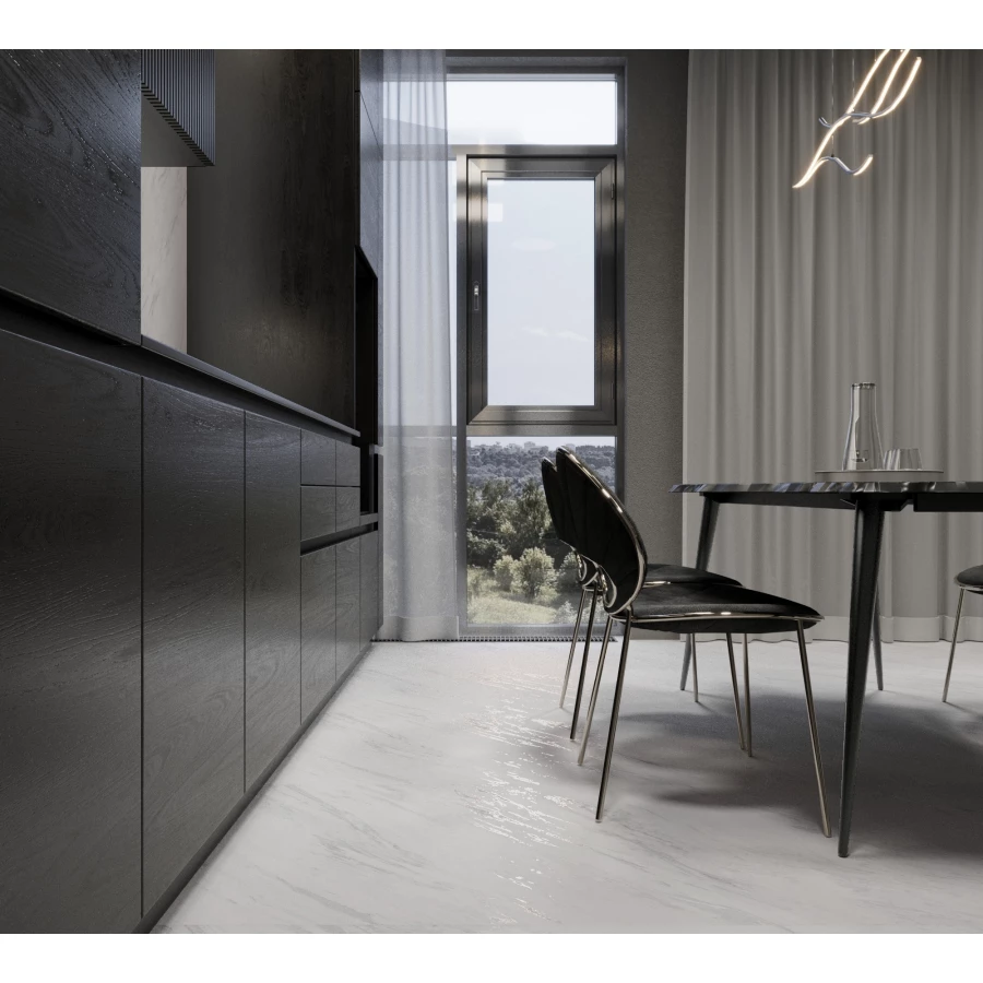 Керамогранит Creanza Vento Grey Matt Glossy матовый с глянцевым эффектом белый CZ-GL09-B 160х80 см