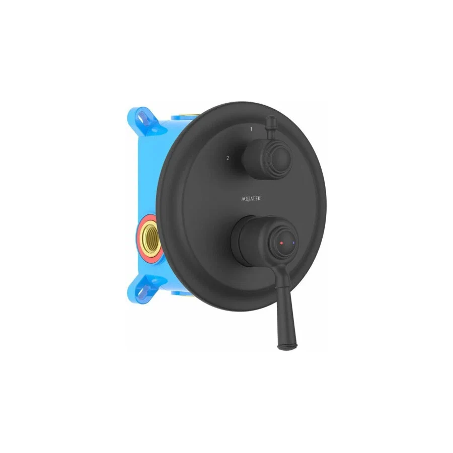 Смеситель Aquatek Классик для ванны 2 режима внешняя и скрытая часть матовый черный AQ1546MB