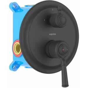 Смеситель Aquatek Классик для ванны 2 режима внешняя и скрытая часть матовый черный AQ1546MB