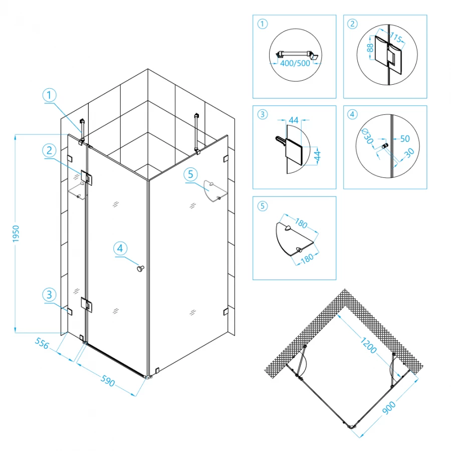 Душевой уголок RGW HO-44 Прозрачное 01064492-11 90х120 см