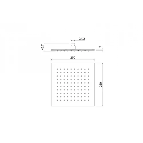 Верхний душ Aquatek квадратный матовый черный AQ2076MB 250*250*7 мм
