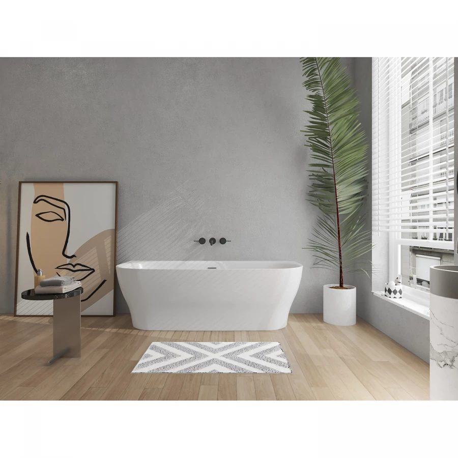 Ванна акриловая Azario Olean пристенная в комплекте с сифоном и металлической рамой OLE18075 180x75x58 см