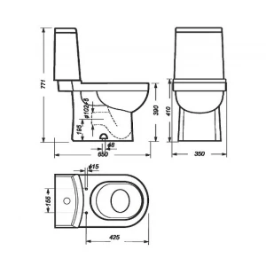 Унитаз компакт Sanita luxe Next Luxe белый NXTSLCC01040622 77х64,8х35,5 см